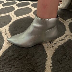 Comfortview Metallic Silver Ankle Booties